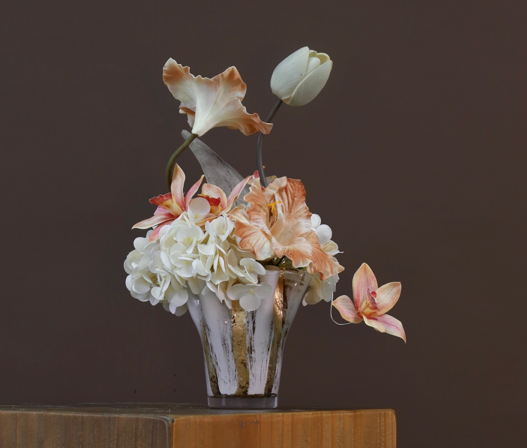 棕橘香槟黄色 · 仿真花艺,25 × 20 × 34 cm