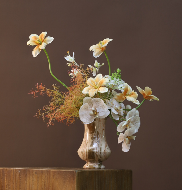 棕橘香槟黄色 · 仿真花艺,48 × 30 × 49 cm