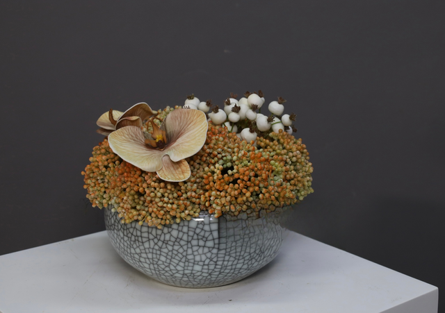 棕橘黄 · 仿真花艺,25 × 20 cm