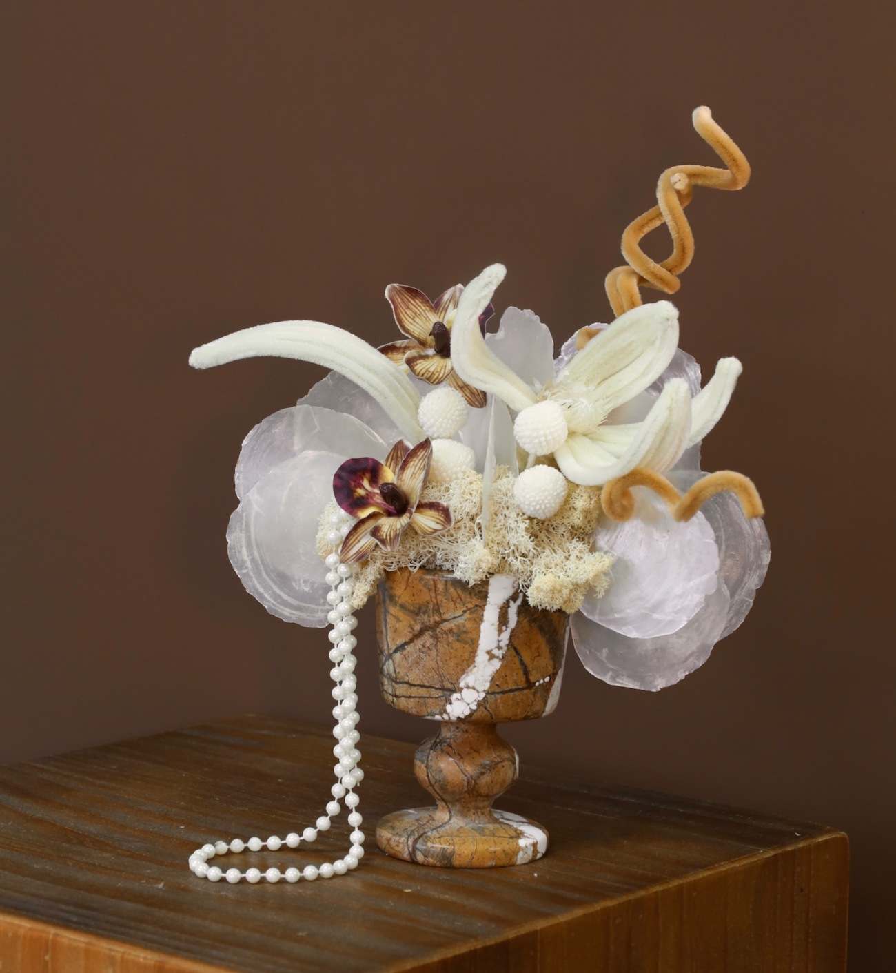 棕橘香槟黄色 · 仿真花艺,24 × 20 × 31 cm