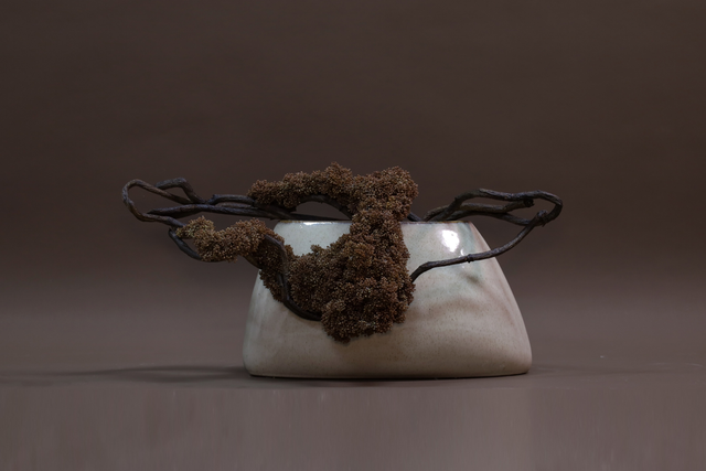 棕橘香槟黄色 · 仿真花艺，64 × 26 × 31 cm