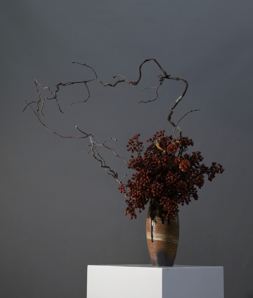 棕橘香槟黄色 · 仿真花艺,85 × 37 × 90 cm