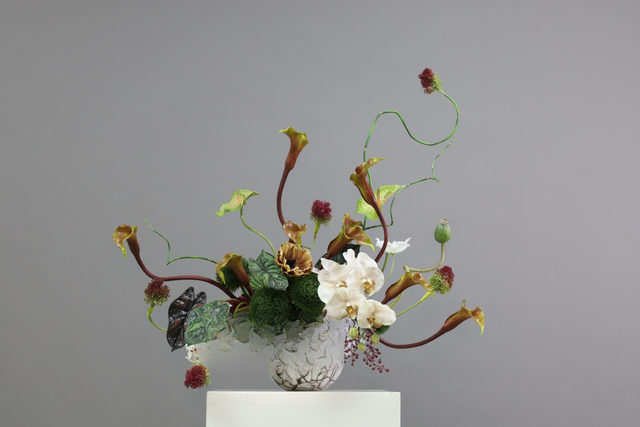 棕橘黄 · 仿真花艺,83 × 43 × 76 cm