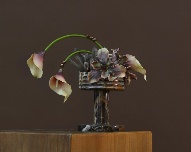 棕橘香槟黄色 · 仿真花艺,30 × 20 × 25 cm
