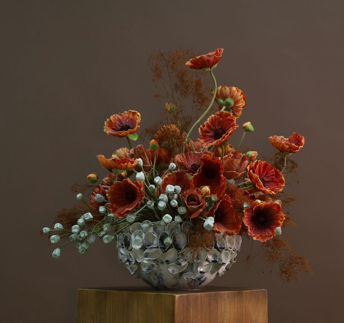 棕橘香槟黄色 · 仿真花艺，60 × 50 × 66 cm