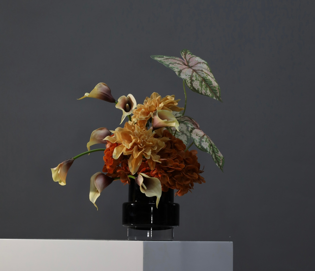 棕橘香槟黄色 · 仿真花艺,36 × 27 × 44 cm