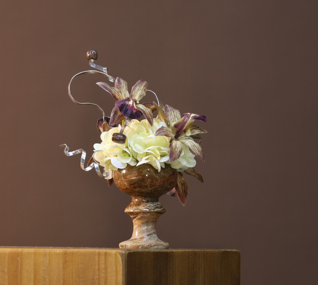 棕橘香槟黄色 · 仿真花艺,20 × 16 × 26 cm