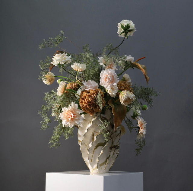 棕橘香槟黄色 · 仿真花艺,71 × 45 × 87 cm