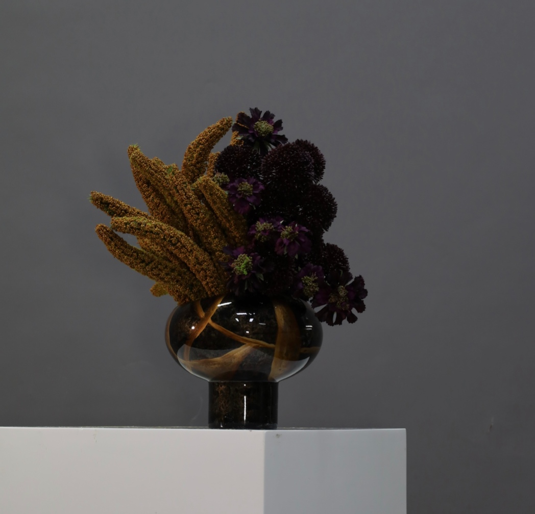 棕橘香槟黄色 · 仿真花艺,32 × 30 × 42 cm