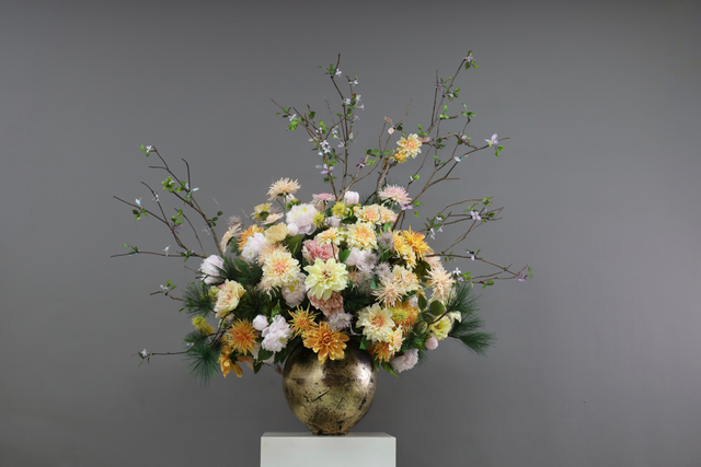 大堂花 · 仿真花艺,120 × 90 × 135 cm