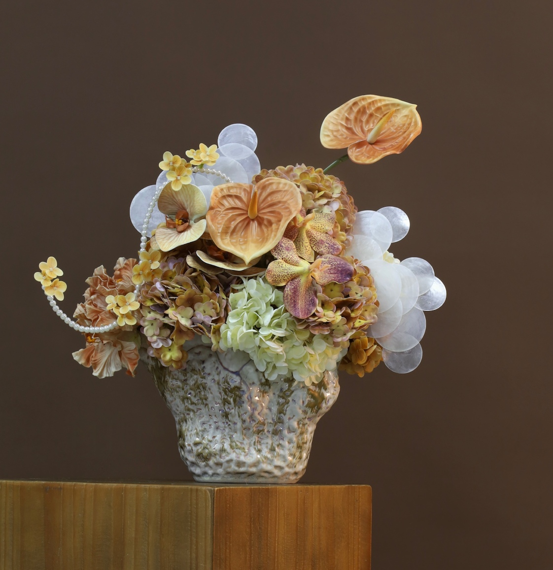 棕橘香槟黄色 · 仿真花艺,51 × 26 × 50 cm