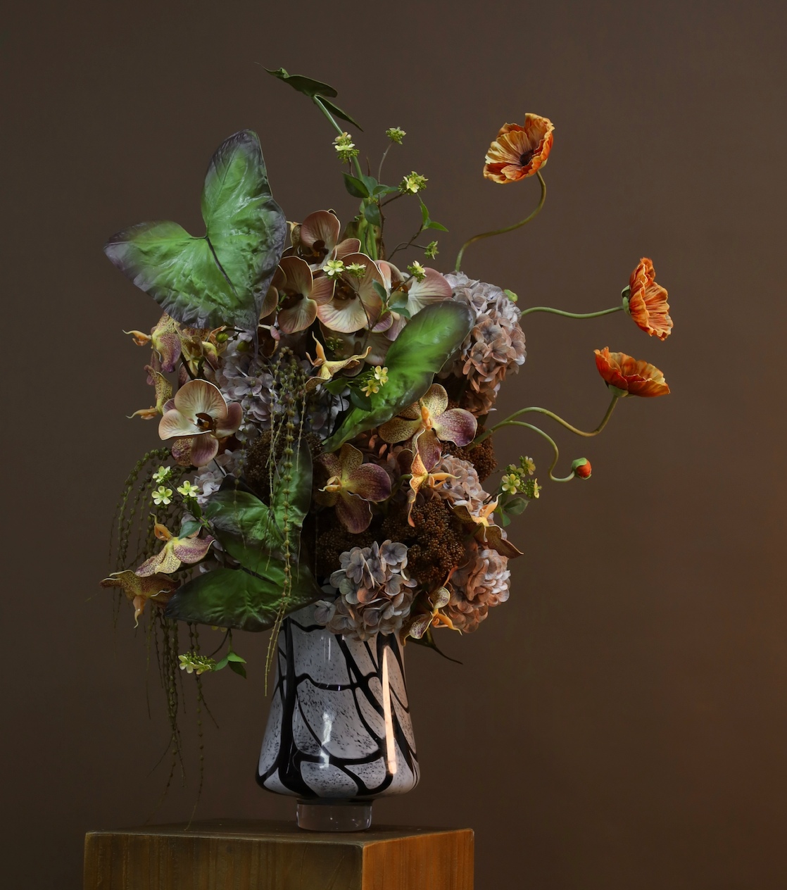 棕橘香槟黄色 · 仿真花艺,60 × 50 × 90 cm