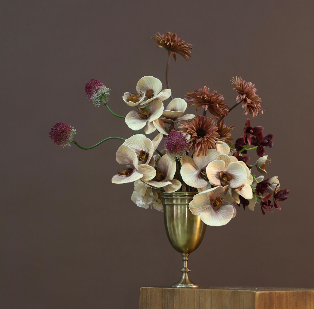 棕橘香槟黄色 · 仿真花艺,53 × 27 × 57 cm