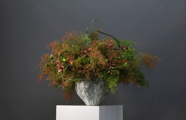 棕橘香槟黄色 · 仿真花艺,100 × 70 × 68 cm