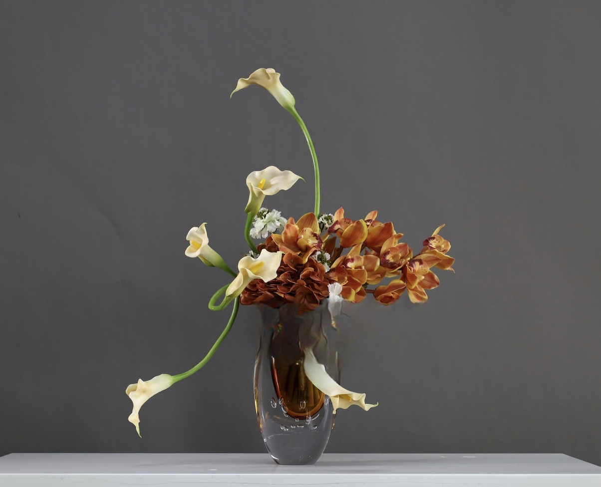 棕橘黄 · 仿真花艺,55 × 30 × 66 cm