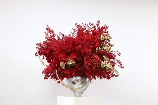 大堂花 · 仿真花艺,115 × 90 × 100 cm