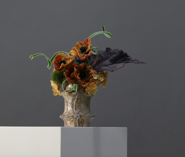 棕橘香槟黄色 · 仿真花艺,32 × 20 × 33 cm