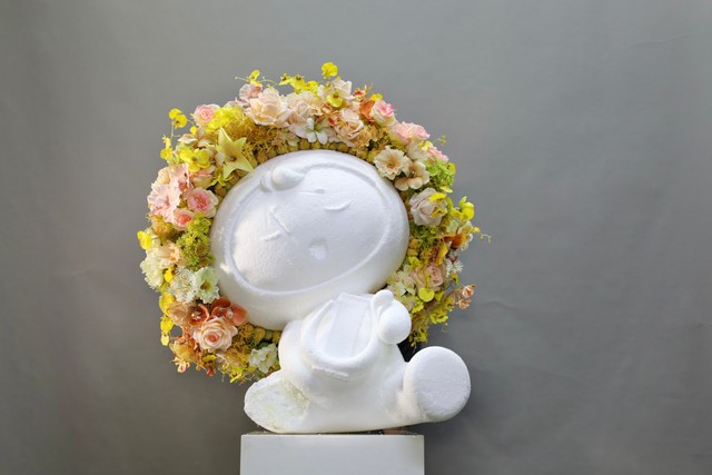 棕橘黄 · 仿真花艺,85 × 50 × 95 cm